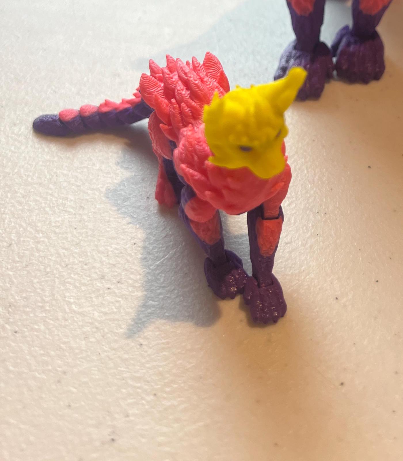 Dragon Cat Poseable Articulated Toy Two Sizes Large and Small