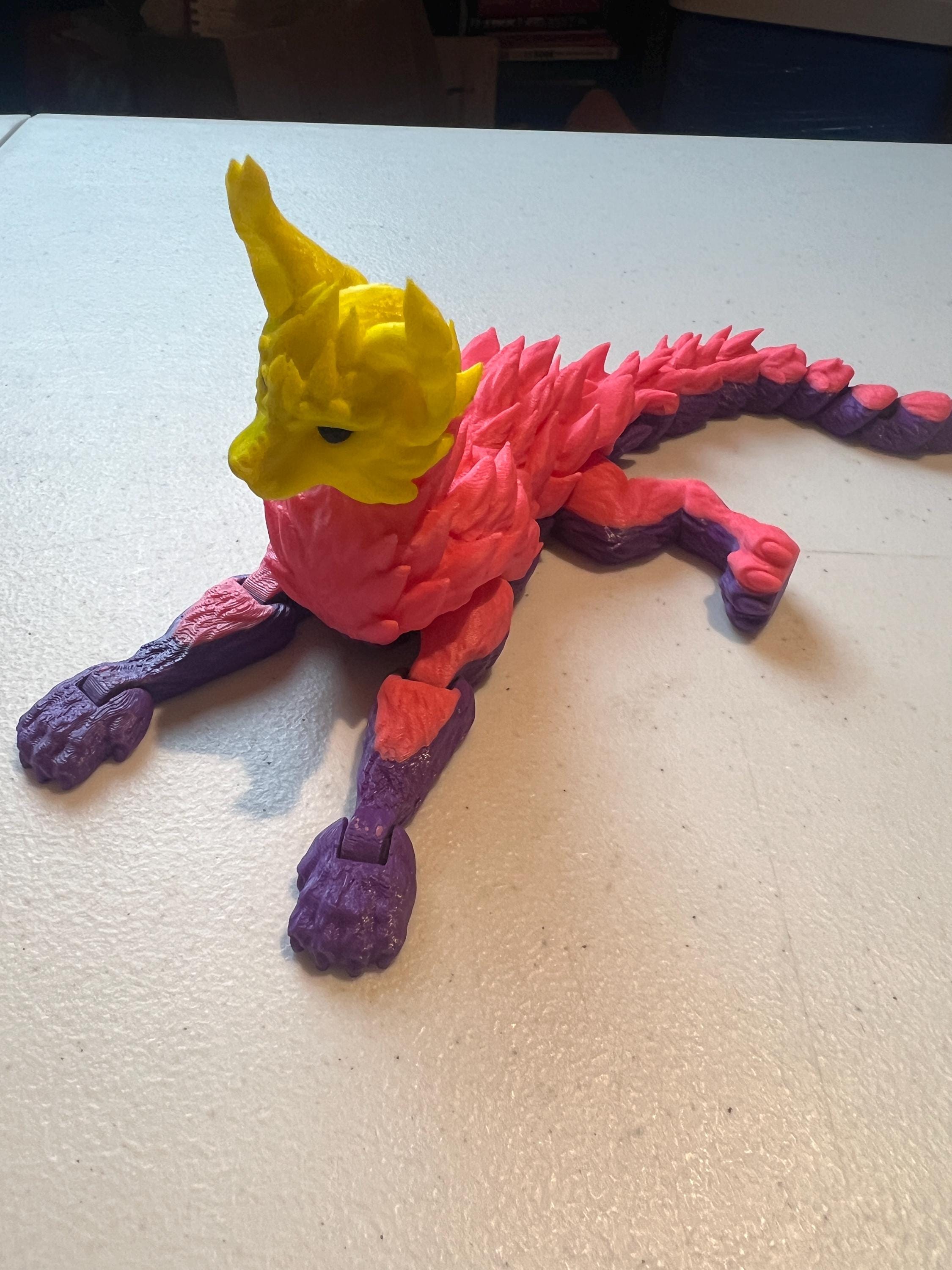 Dragon Cat Poseable Articulated Toy Two Sizes Large and Small