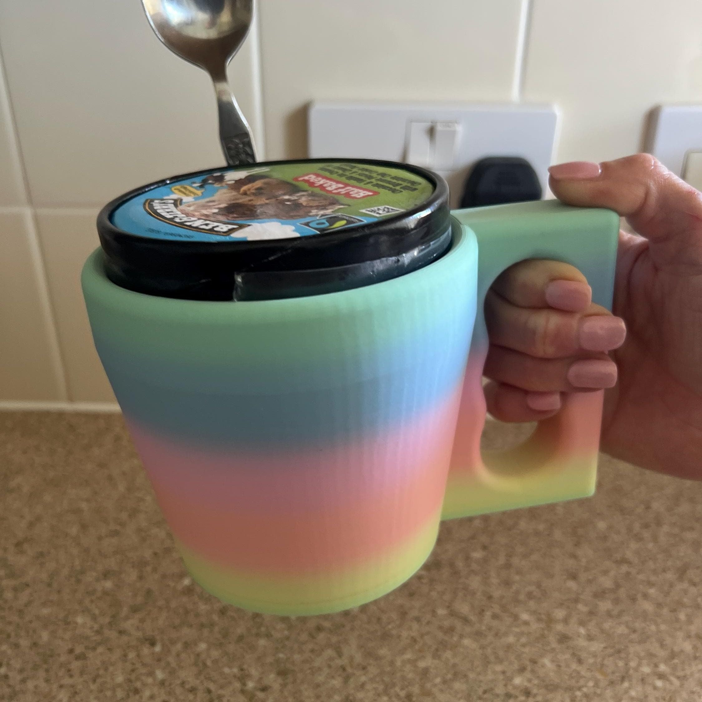 Ice Cream Holder With Handle and Spoon Holder Ben & Jerry's Tub