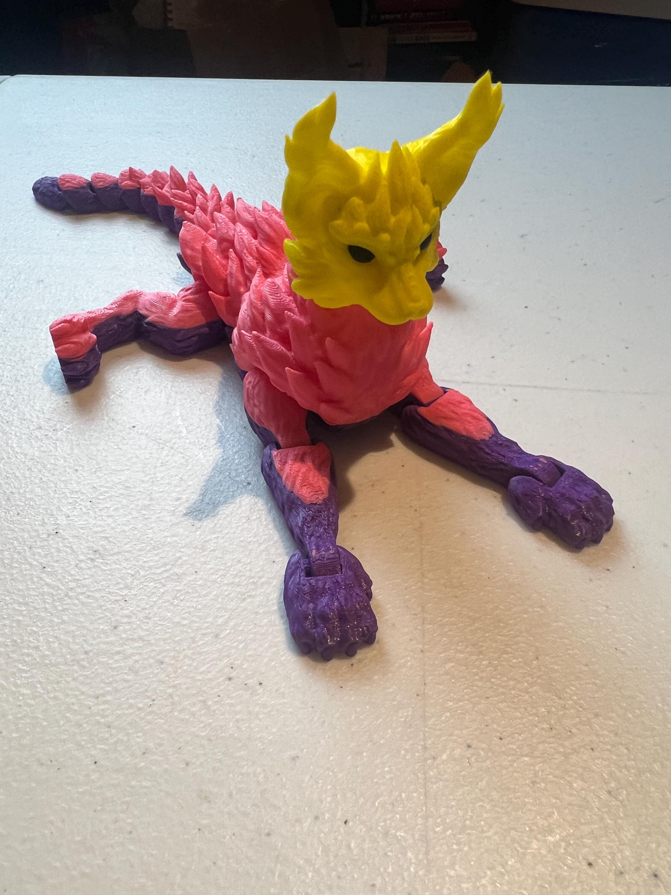 Dragon Cat Poseable Articulated Toy Two Sizes Large and Small