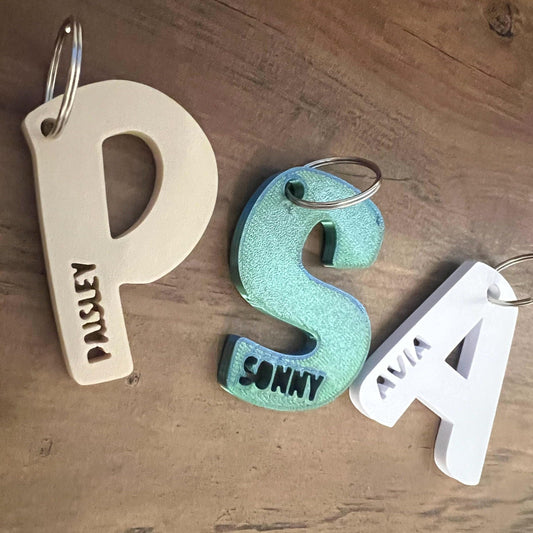 Keyring Personalised Chunky Bag Tag Kids Bright Name