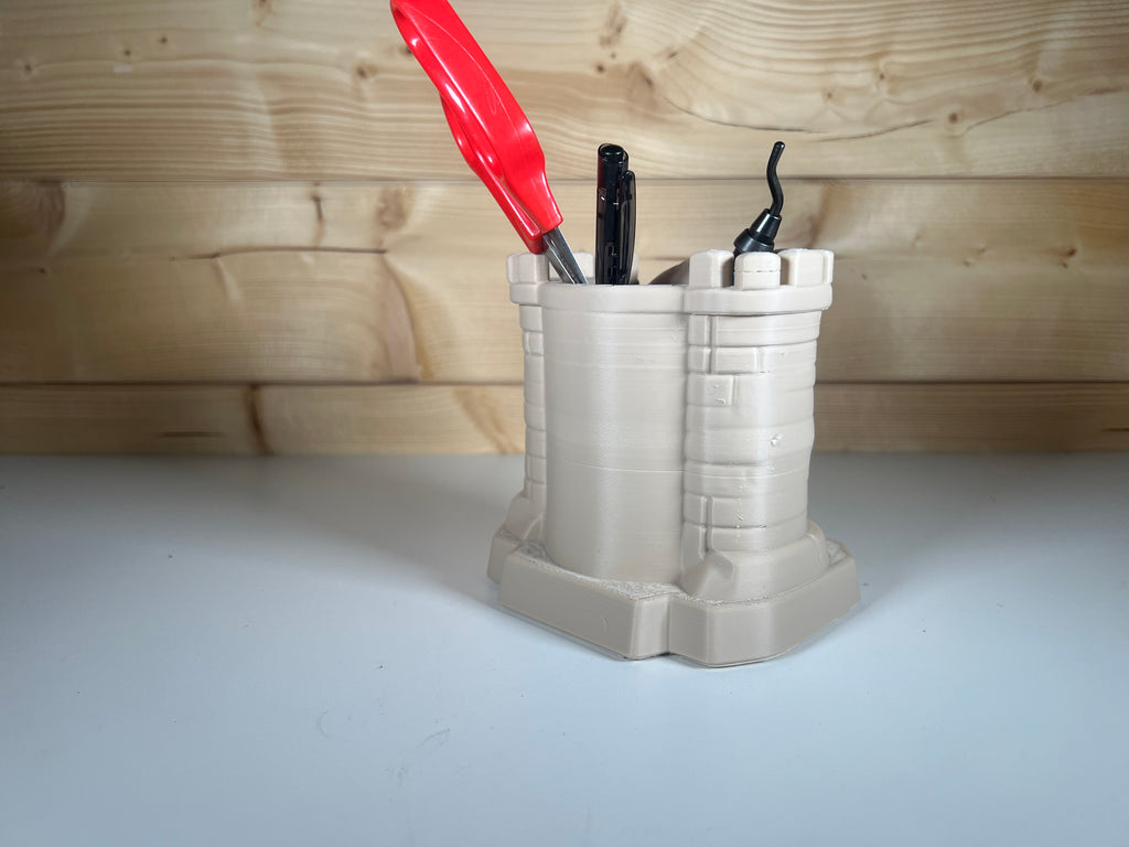 Skull Fortress Desktop Organizer – Gothic Castle Stationery & Pen Holder