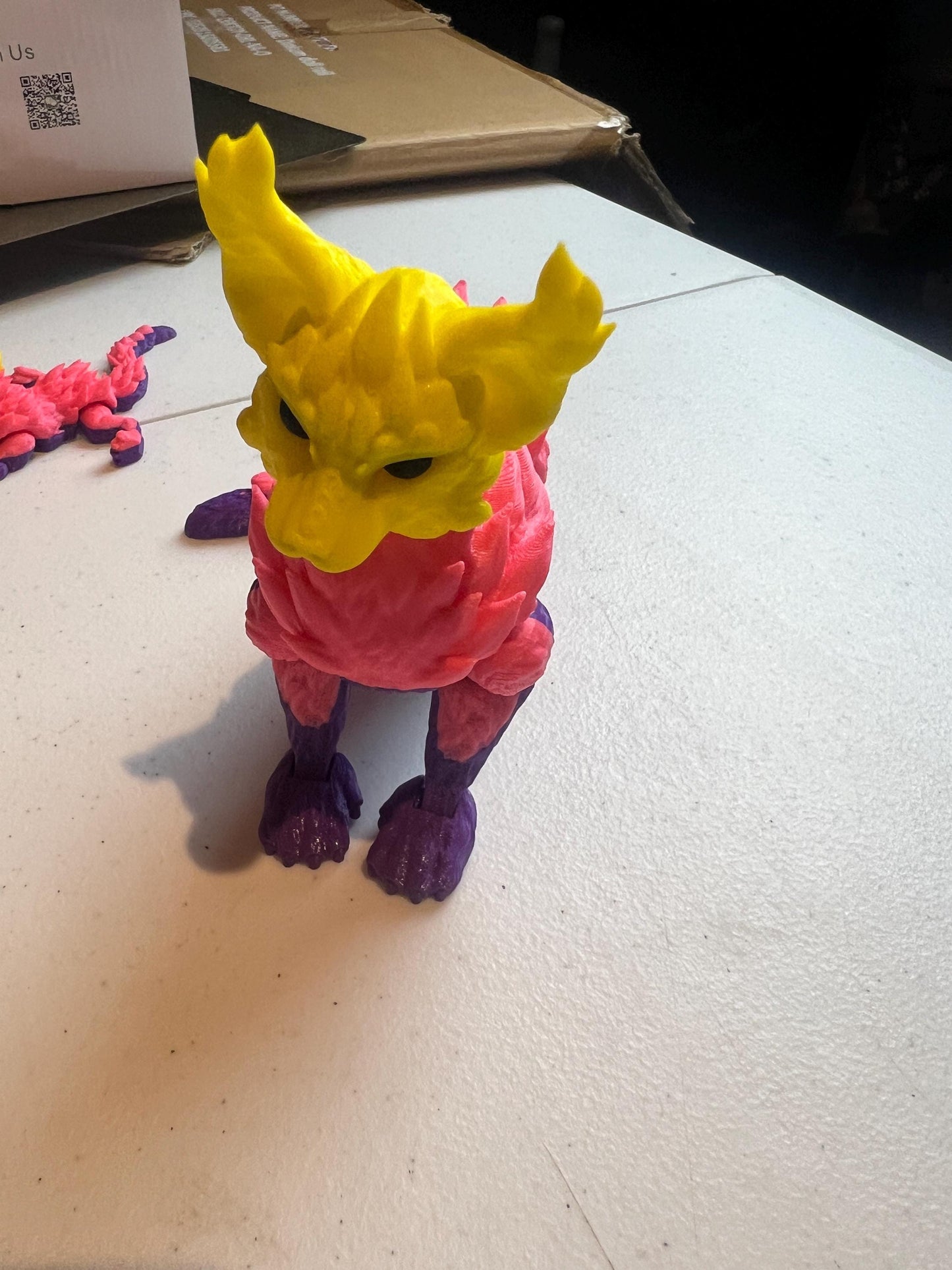 Dragon Cat Poseable Articulated Toy Two Sizes Large and Small